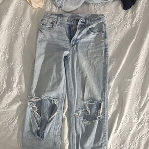 American Eagle Outfitters Distressed Light Blue Boyfriend Jeans